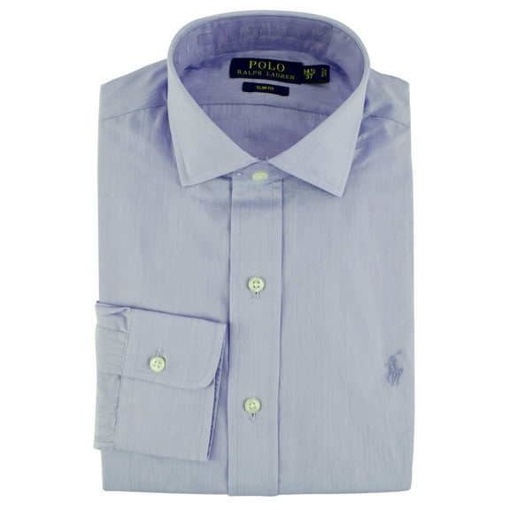 Men's Slim Fit Hairline Stripe Dress Shirt BluW 18" (46cm)