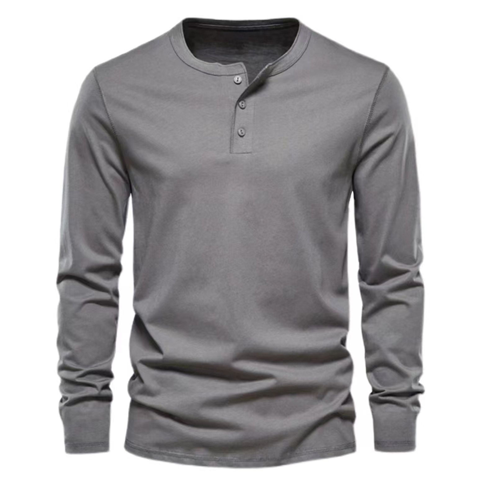 Hisir Henley T-shirt A Maniche Corte Per Uomo, Slim Fit, Scollo A V Con Bottoni, In Cotone, Colore Grigio Scuro (VG), Taglia M, Casual Estivo