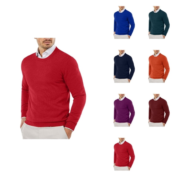 Men's Slim Fit Lightweight Knitted Sweater – Smooth, Soft, Skin-Friendly Crew Neck Long Sleeve Pullover for Autumn Winter Casual or Dressy Wear