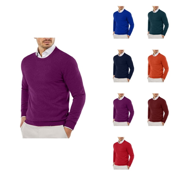 Men's Slim Fit Lightweight Knitted Sweater – Smooth, Soft, Skin-Friendly Crew Neck Long Sleeve Pullover for Autumn Winter Casual or Dressy Wear