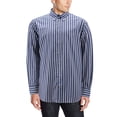 thumbnail image 1 of Men's Slim Fit Long Sleeve Button Down Collar Patterned Classic Dress Shirt (Navy ST 08, M), 1 of 3