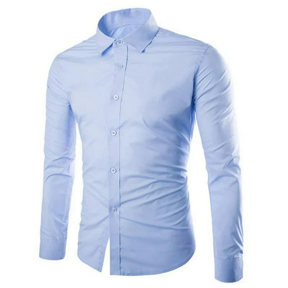 Men's Slim Fit Long Sleeve Dress Shirt Casual Business Button Down Shirt with Mandarin Collar for All Seasons