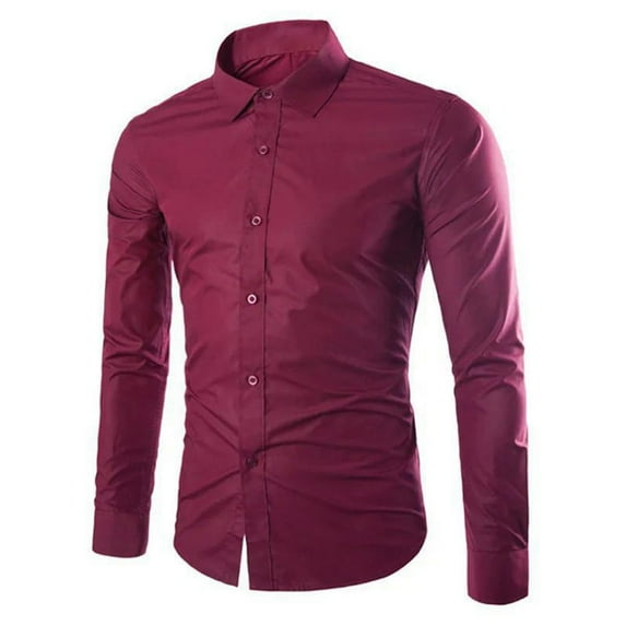 Men's Slim Fit Long Sleeve Dress Shirt Casual Business Button Down Shirt with Mandarin Collar for All Seasons