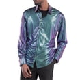 thumbnail image 1 of Men's Slim Fit Long Sleeve Glossy Gilded Lapel Dress Shirts Tops, 1 of 4
