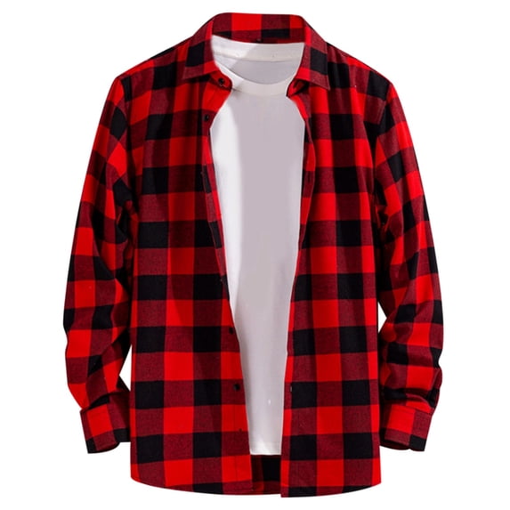 Men's Slim Fit Long Sleeve Plaid Casual Shirt Youth Fashion 70% Polyester 30% Cotton Print Multiple Sizes