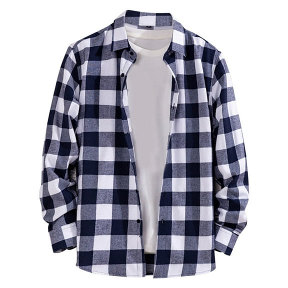 Men's Slim Fit Long Sleeve Plaid Casual Shirt Youth Fashion 70% Polyester 30% Cotton Print Multiple Sizes