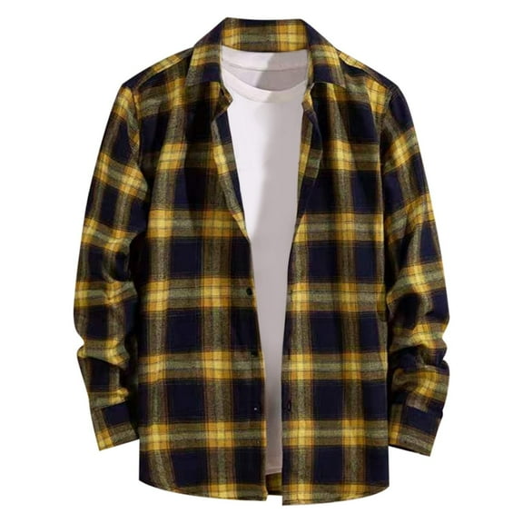 Men's Slim Fit Long Sleeve Plaid Casual Shirt Youth Fashion 70% Polyester 30% Cotton Print Multiple Sizes