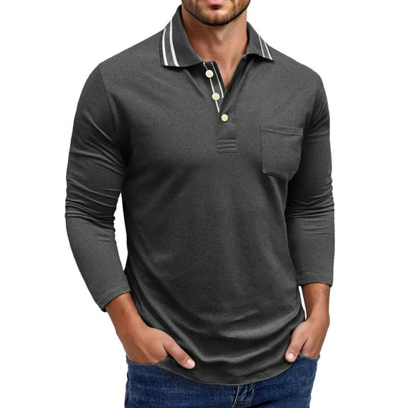 Men's Slim Fit Long Sleeve Shirt Casual Button Down Collar Tops Breathable Comfortable Stylish Outfit For Fall Winter Daily Wear Mens Summer Lightweight Pullover Tee Shirts