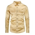 thumbnail image 1 of Men's Slim-Fit Long-Sleeve Solid Satin Silk Like Dance Prom Dress Shirt Tops, 1 of 5