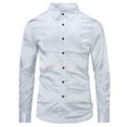 thumbnail image 1 of Men's Slim-Fit Long-Sleeve Solid Satin Silk Like Dance Prom Dress Shirt Tops, 1 of 5