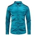 thumbnail image 1 of Men's Slim-Fit Long-Sleeve Solid Satin Silk Like Dance Prom Dress Shirt Tops, 1 of 5