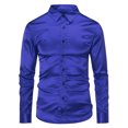 thumbnail image 1 of Men's Slim-Fit Long-Sleeve Solid Satin Silk Like Dance Prom Dress Shirt Tops, 1 of 5