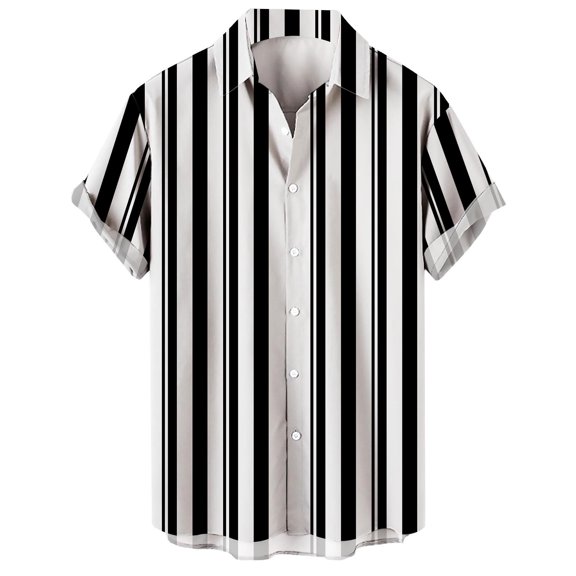 Men's Slim Fit Long Sleeve Striped Dress Shirt, Polyester & Spandex, Vertical Button, for Daily and Work