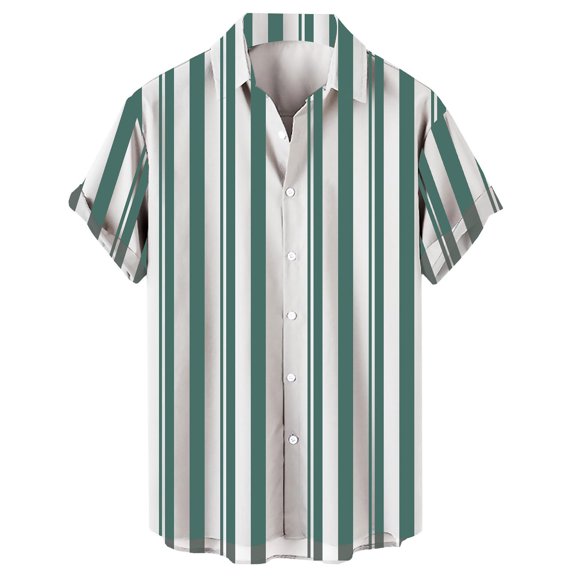 Men's Slim Fit Long Sleeve Striped Dress Shirt, Polyester & Spandex, Vertical Button, for Daily and Work