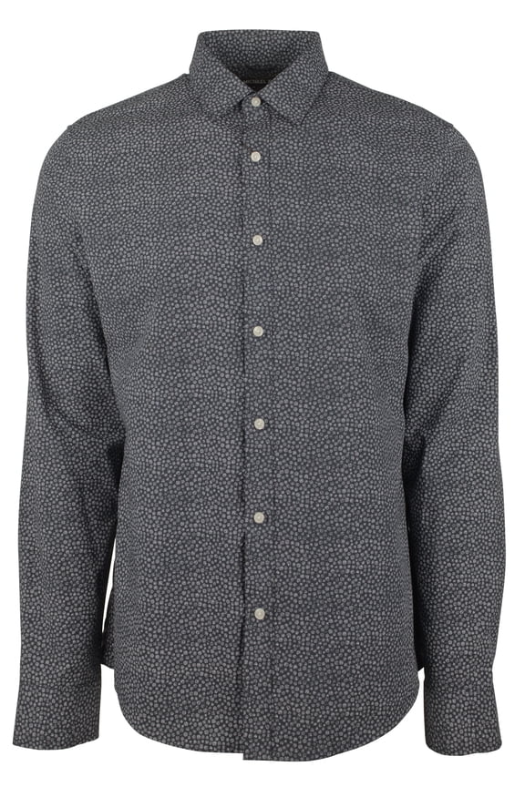 Men's Slim Fit Micro Print Long Sleeves Shirt-DM-Large