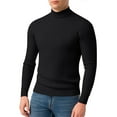 thumbnail image 1 of Men's Slim Fit Mock Neck Cable Knit Sweater Casual Long Sleeve Ribbed Pullover, 1 of 6