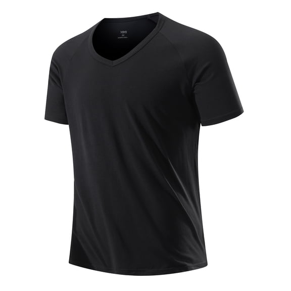 Men's Slim Fit Modal V-Neck T-Shirt Black M 38"-40"