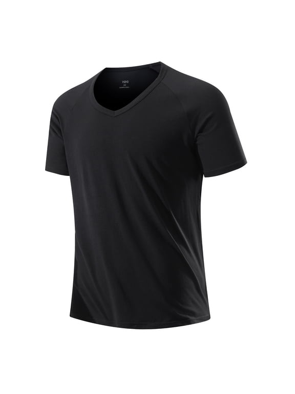 Men's Slim Fit Modal V-Neck T-Shirt Black M 38"-40"