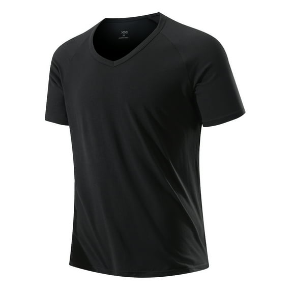Men's Slim Fit Modal V-Neck T-Shirt Black XL 46"-48"