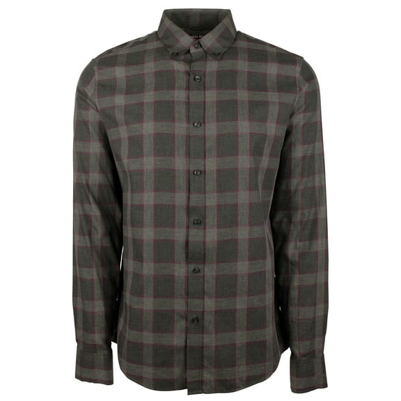 Men's Slim Fit Plaid Print Long Sleeves Shirt-C-X-Large