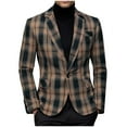 thumbnail image 1 of Men's Slim Fit Plaid Suit Jackets Casual One Button Lapel Coats for Wedding, Prom, Party, Work, 1 of 6