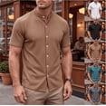 thumbnail image 1 of Men's Slim Fit Polo Shirts Short Sleeve Breathable Stand up Collar Button Down Golf Shirts Ribbed Knit Soft Cotton Tops Sizes S-2XL White, 1 of 8