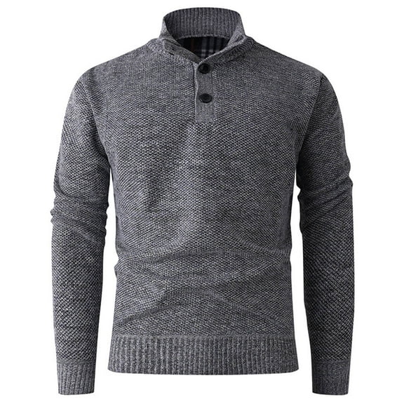 Men's Slim Fit Quarter Button Mock Neck Sweater Long Sleeve Casual Pullover Top and Turtleneck Sweatshirts (XL, Gray)
