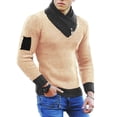 thumbnail image 1 of Men's Slim Fit Ribbed Knit Sweater with Zip Shawl Collar Casual Pullover Top, 1 of 7