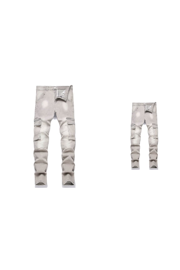 Men's Slim Fit Ripped Straight Leg Denim Pants, Stretch Comfort Flex Waist Casual Jeans