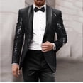 thumbnail image 1 of Men's Slim Fit Sequin Tuxedo Jacket Shawl/Peak Lapel One Button Blazer Sparkly Party Prom Wedding Dinner Suit Coat, 1 of 3