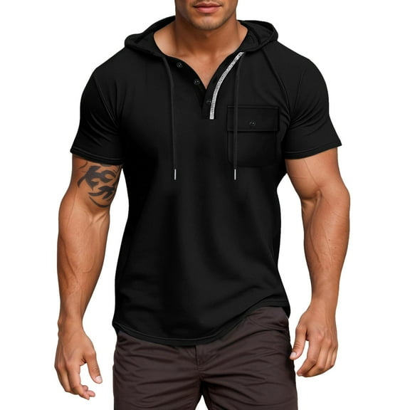 Men's Slim Fit Short Sleeve Button-Up T-Shirt Lightweight Casual Wear for Daily Use and Relaxation Mens T-Shirts In Outdoor No Sleeves with Pocket Pack