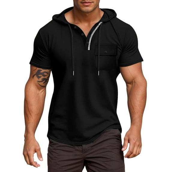 Men's Slim Fit Short Sleeve Button-Up T-Shirt Lightweight Casual Wear for Daily Use and Relaxation Mens T-Shirts In Outdoor No Sleeves with Pocket Pack