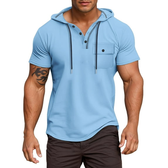 Men's Slim Fit Short Sleeve Button-Up T-Shirt Lightweight Casual Wear for Daily Use and Relaxation Mens T-Shirts In Outdoor No Sleeves with Pocket Pack