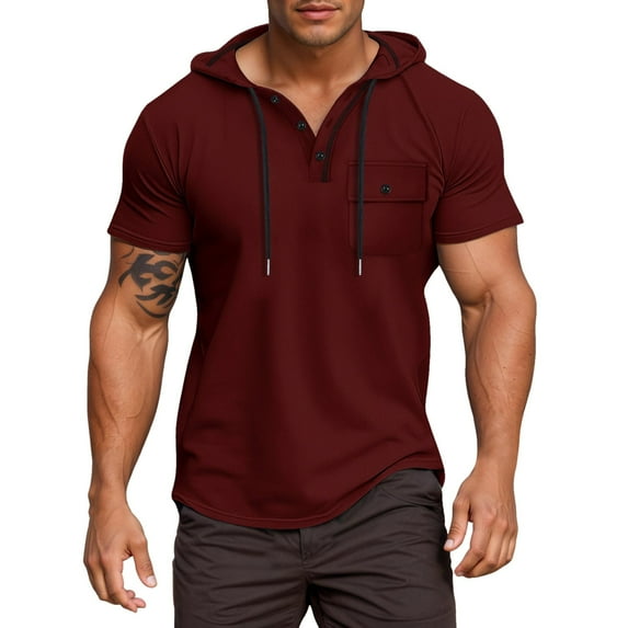 Men's Slim Fit Short Sleeve Button-Up T-Shirt Lightweight Casual Wear for Daily Use and Relaxation Mens T-Shirts In Outdoor No Sleeves with Pocket Pack