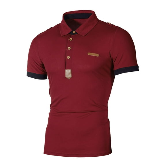 Men's Slim Fit Short Sleeve Polo Shirt Solid Color Classic Sports Performance T-Shirt with Pockets