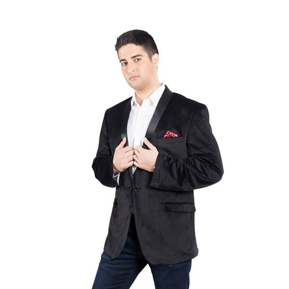 Men's Slim Fit Single Breasted Velvet Formal Tuxedo Dinner Jacket With Shawl - Colors