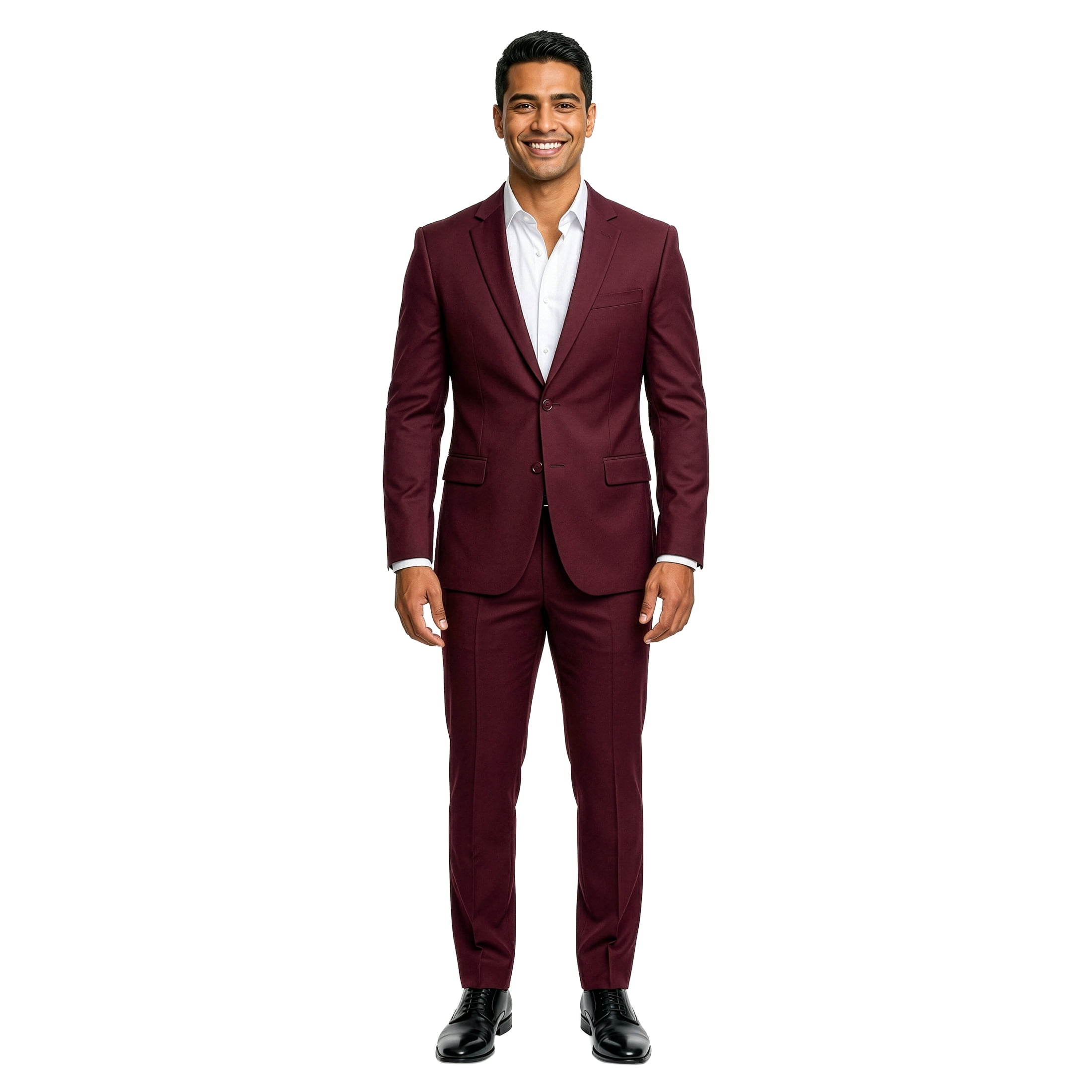 Men's Slim Fit Solid 2 Piece Notch Lapel Suit Set, 17 Color Options ...