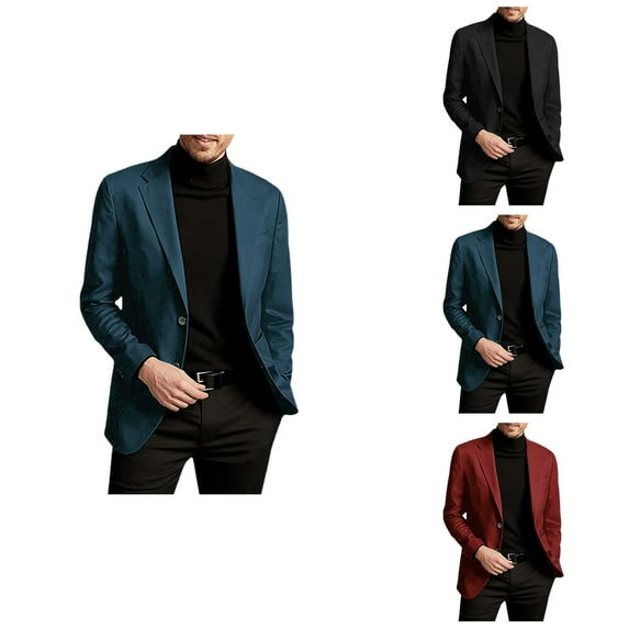 Men's Slim Fit Solid Color Blazer Jacket – Lightweight 2-Button Long Sleeve Business Casual Suit Coat for Everyday, Dinner, Prom & Wedding