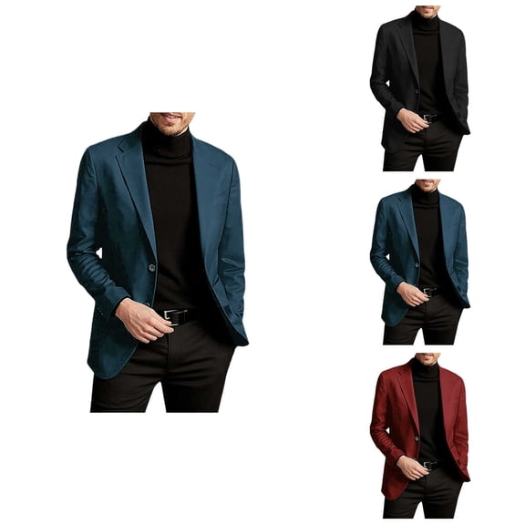 Men's Slim Fit Solid Color Blazer Jacket – Lightweight 2-Button Long Sleeve Business Casual Suit Coat for Everyday, Dinner, Prom & Wedding