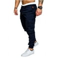 thumbnail image 1 of Men's Slim Fit Solid Long Straight Leg Pants Pencil Jogger Streetwear Cargo Pants, 1 of 2