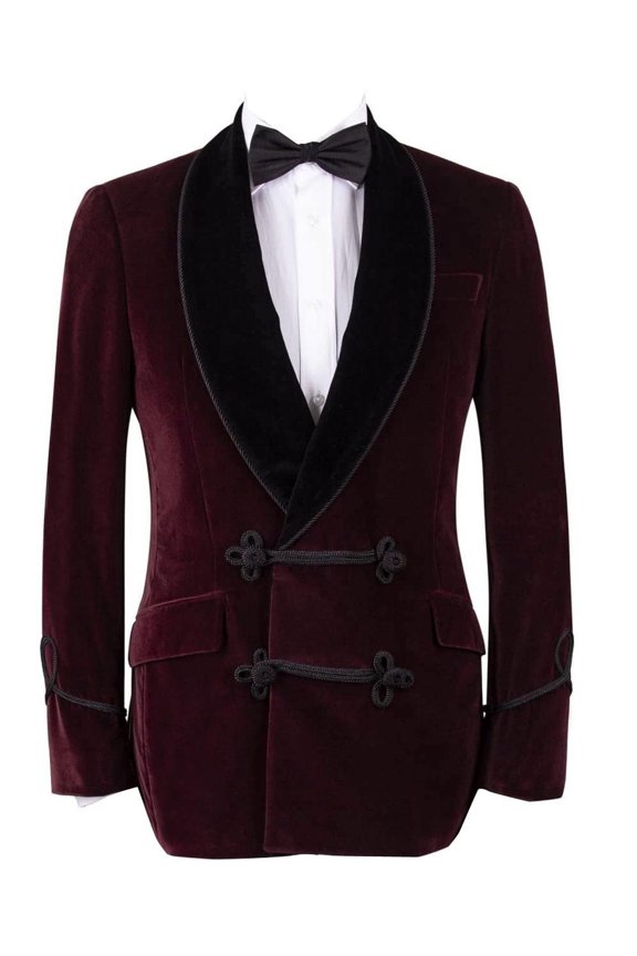 Men's Slim-Fit Solid Velvet Blazer Tuxedo Dinner Suit Jacket