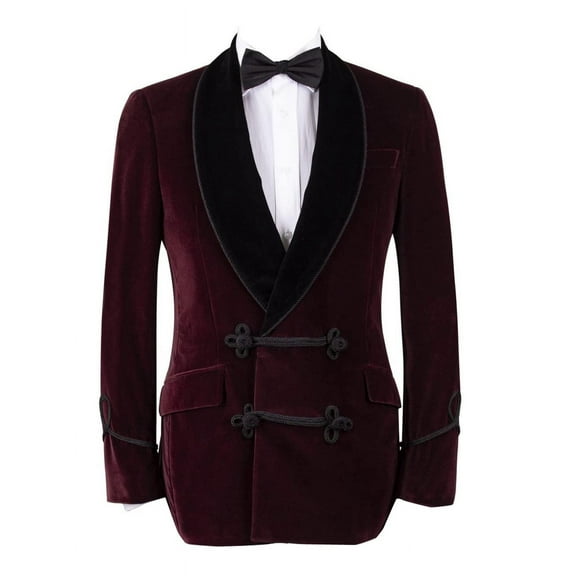 Men's Slim-Fit Solid Velvet Blazer Tuxedo Dinner Suit Jacket