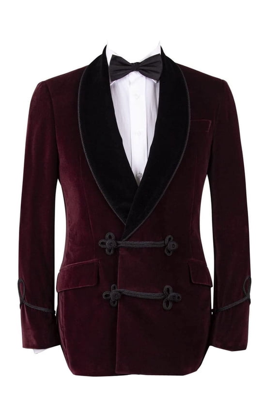 Men's Slim-Fit Solid Velvet Blazer Tuxedo Dinner Suit Jacket