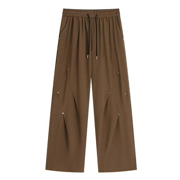 Men's Slim Fit Stretch Casual Trousers with Studs Lightweight Breathable Summer Daily Wear Comfortable Leisure Pants