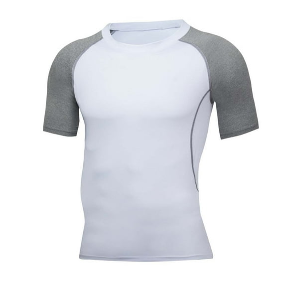 Men's Slim Fit Stretch Crew Neck Shirt Short Sleeve Fitness Tops Cool Dry Sport T-Shirt for Sports Running