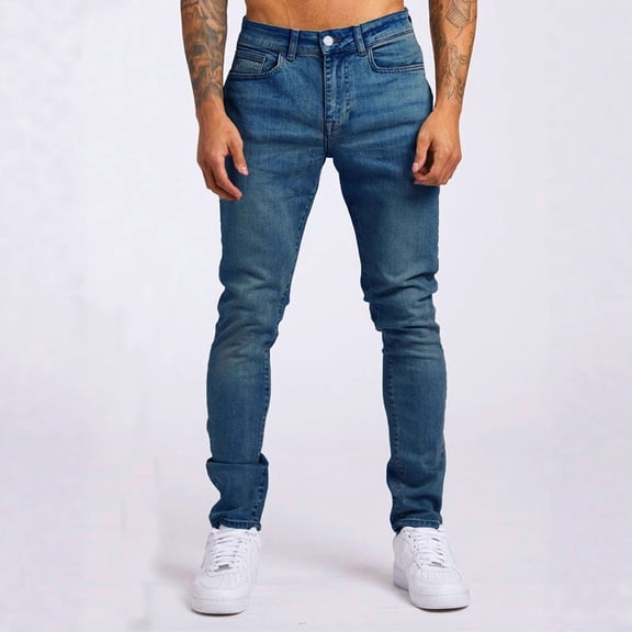 Men’s Slim-Fit Stretch Denim Jeans, Trendy Fashion Straight Skinny Long Pants, Comfortable Casual Daily Wear Denim Trousers, New Stylish Men’s Jeans