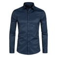 thumbnail image 1 of Men's Slim Fit Stretch Dress Shirt Solid Color Microelastic Long Sleeve Casual Soft Business Button Up Shirts, 1 of 5