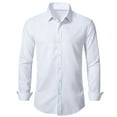 thumbnail image 1 of Men's Slim Fit Stretch Dress Shirt Solid Color Microelastic Long Sleeve Casual Soft Business Button Up Shirts, 1 of 5