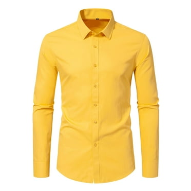 Men's Slim Fit Stretch Dress Shirt Solid Color Microelastic Long Sleeve Casual Soft Business Button Up Shirts
