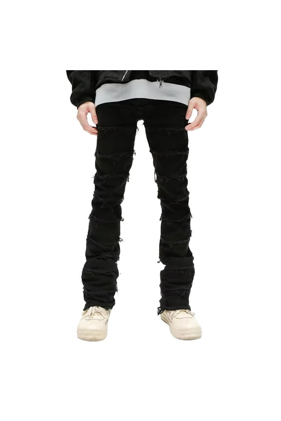 Men's Slim Fit Stretch Jeans Distressed Ripped Skinny Denim Pants Comfortable Straight Leg Fashion Flex Waist